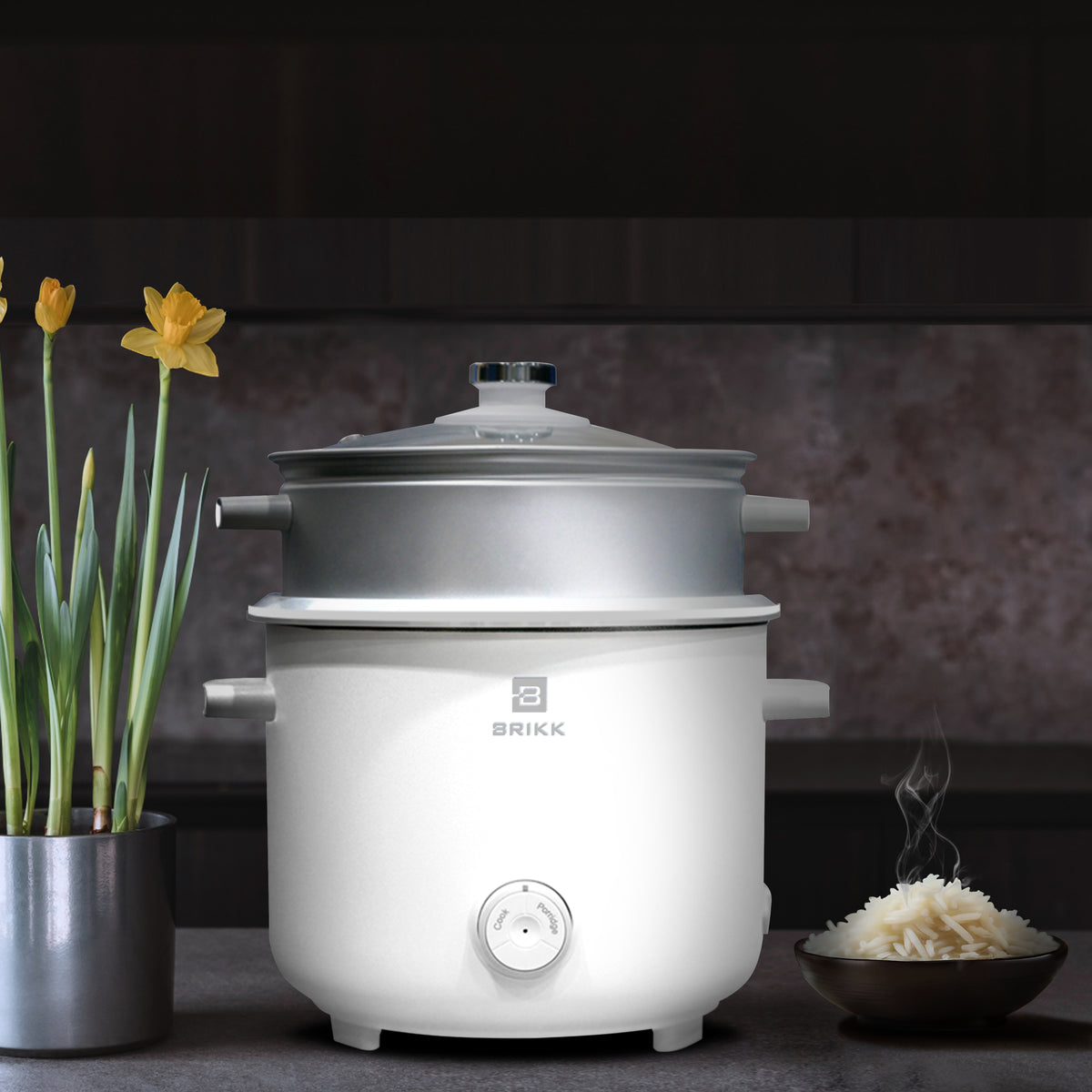 Birko Rice Cookers BRIKK 8 Cups Rice Cooker with Steamer (BHRC-08WH)